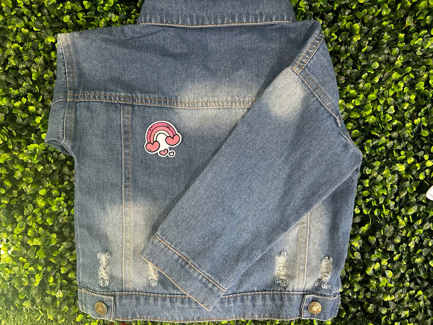 Pink Heart Rainbow Embroidered Patch