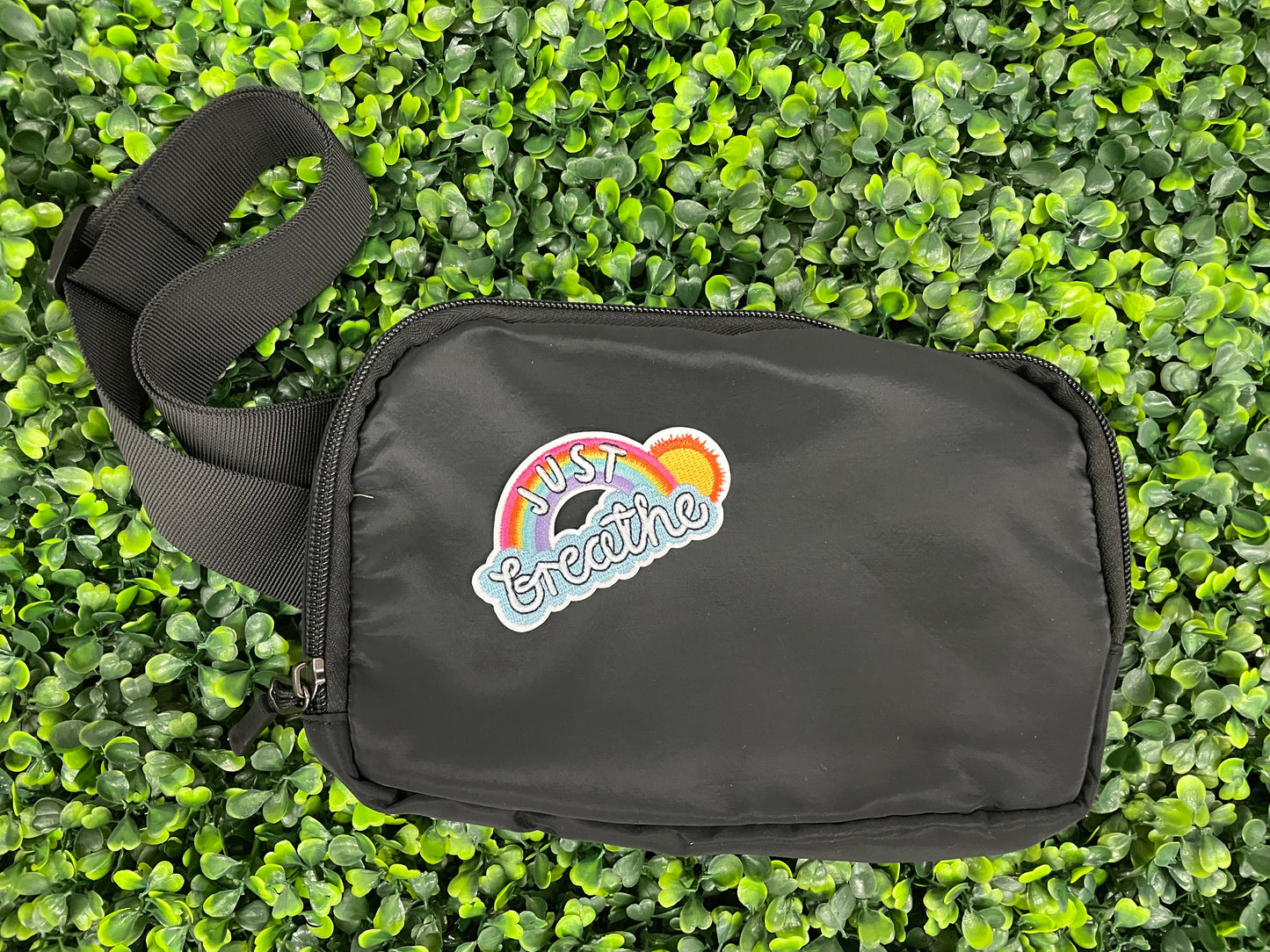 Just Breathe Rainbow Embroidered Patch