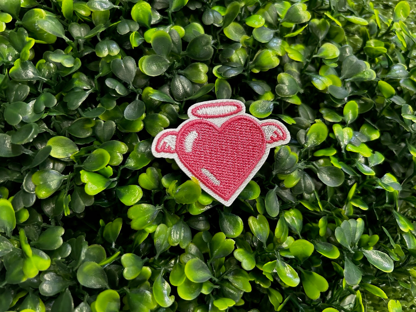 Pink Heart with Wings Embroidered Patch