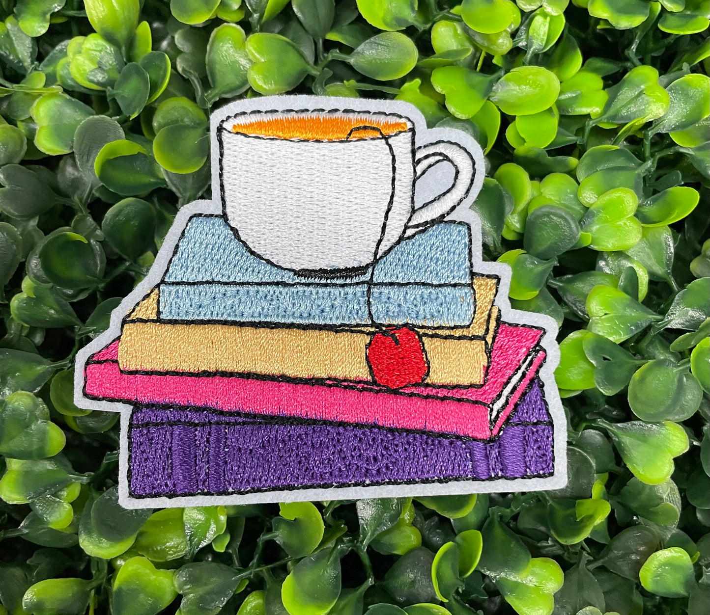 Cozy Books & Tea Embroidered Patch
