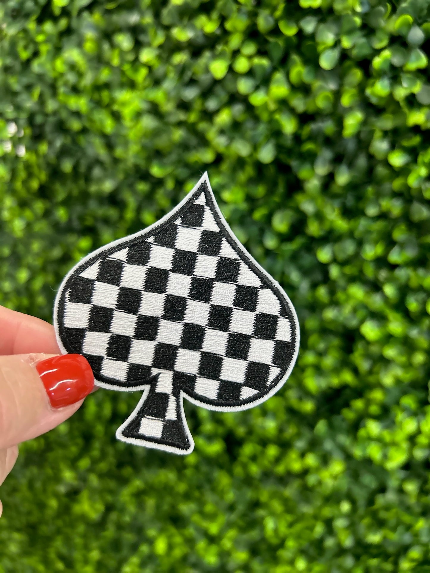 Checkered Spades Embroidered Patch