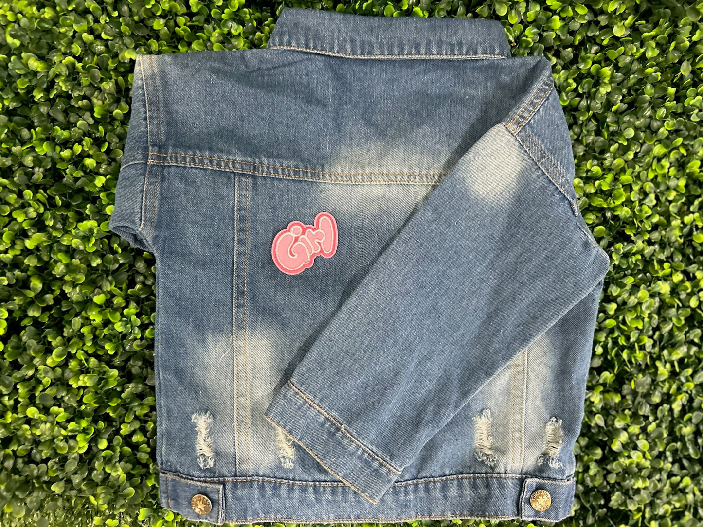 "Girl" Pink Bubble Letters Chenille Patch