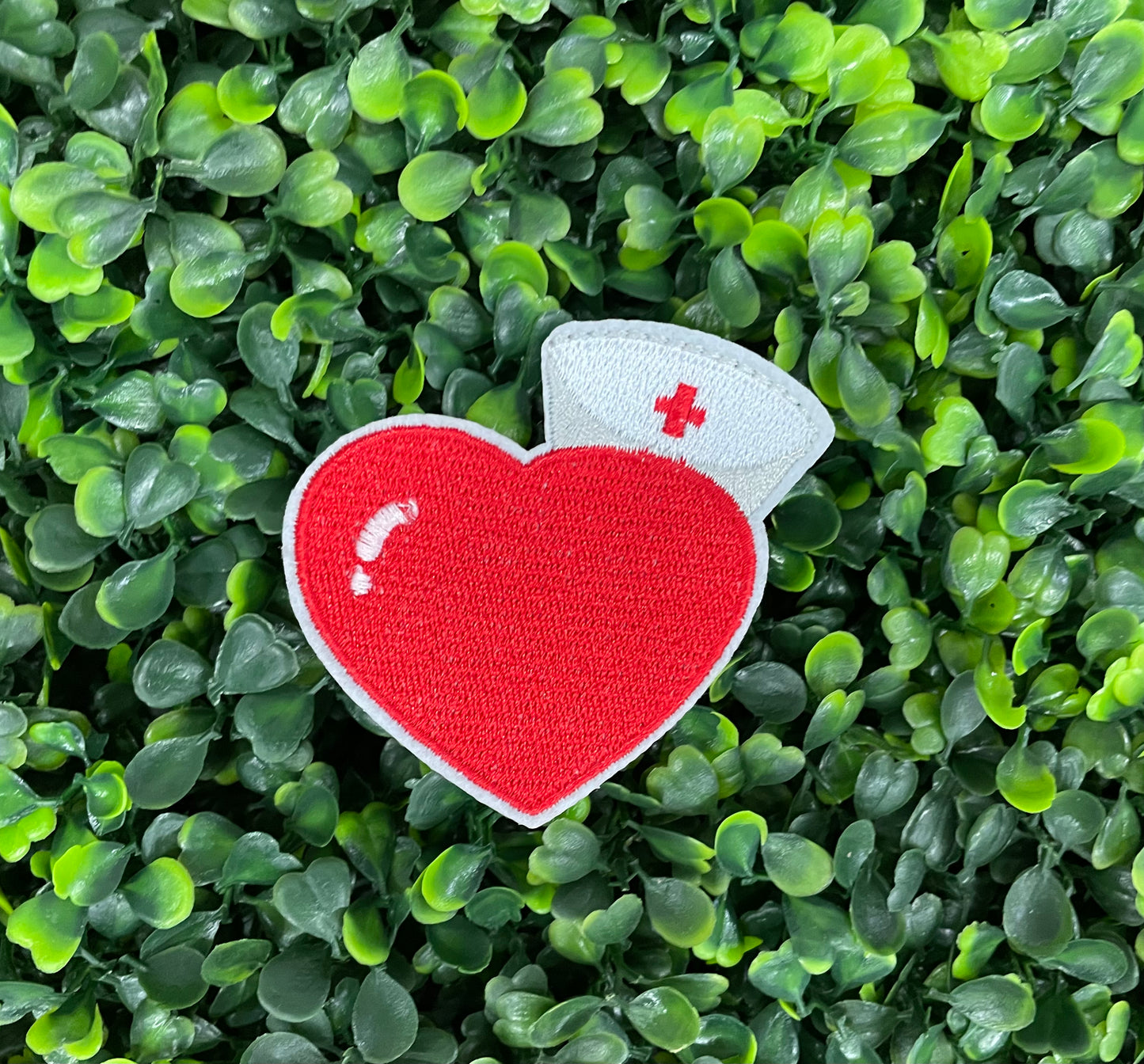 Heart with Nurse Cap Embroidered Patch