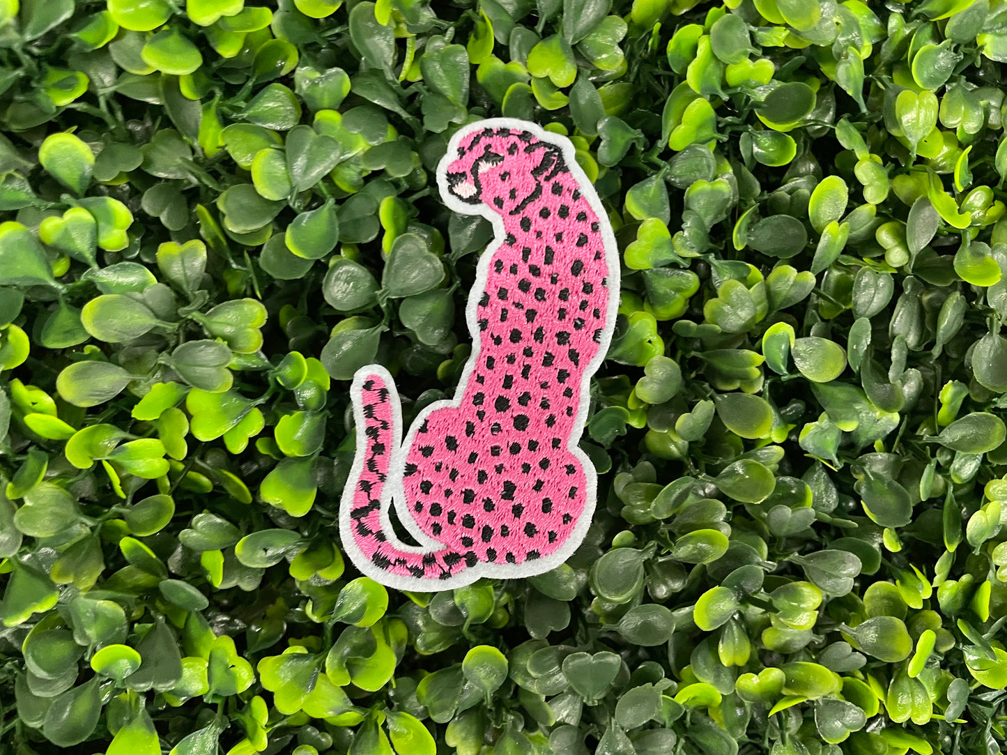 Pink Leopard Embroidered Patch