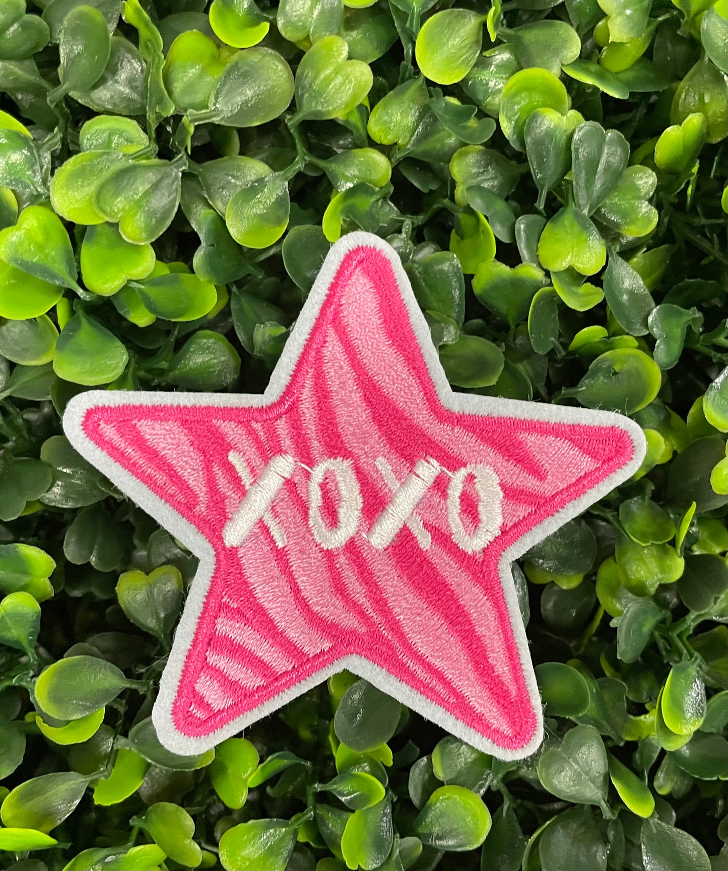 XOXO Pink Star Embroidered Patch
