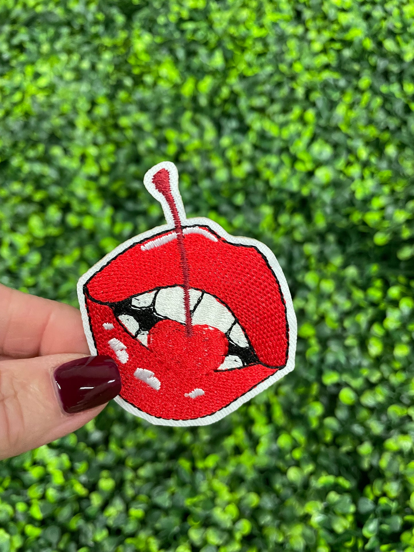 Cherry Lips Embroidered Patch