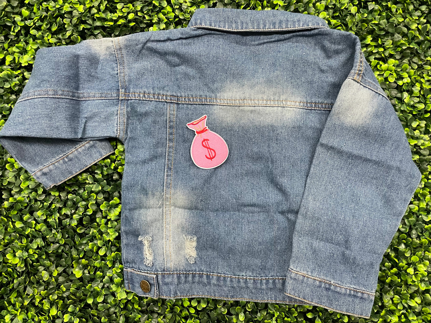 Pink $ Money Bag Embroidered Patch