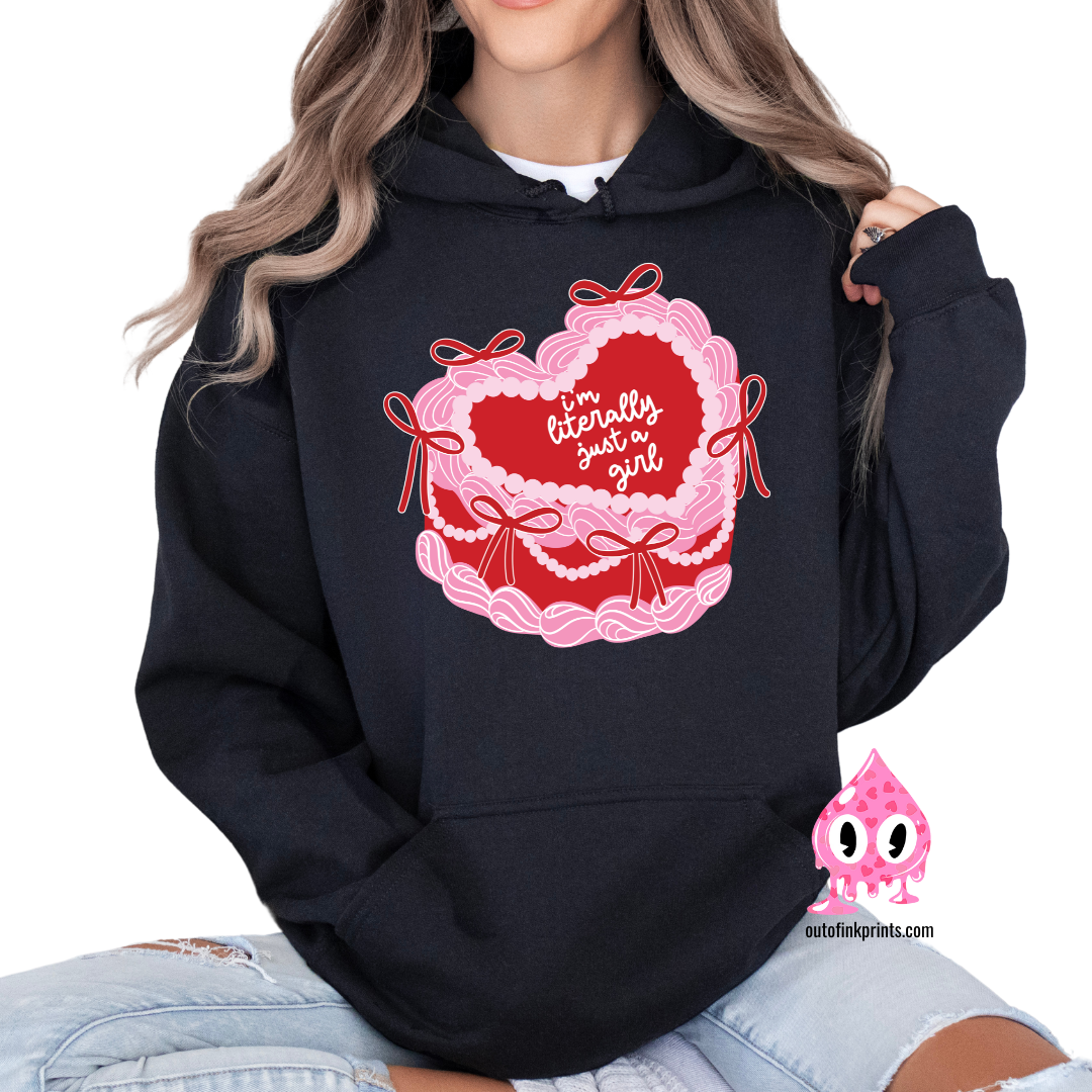 I'm Literally Just a Girl Heart Cake Hoodie