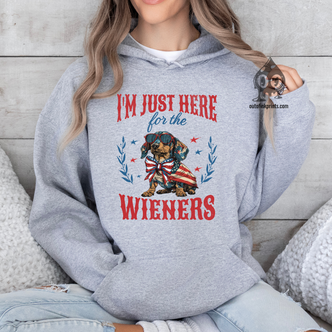 I'm Just Here for the Wiener Dogs Fourth of July Hoodie