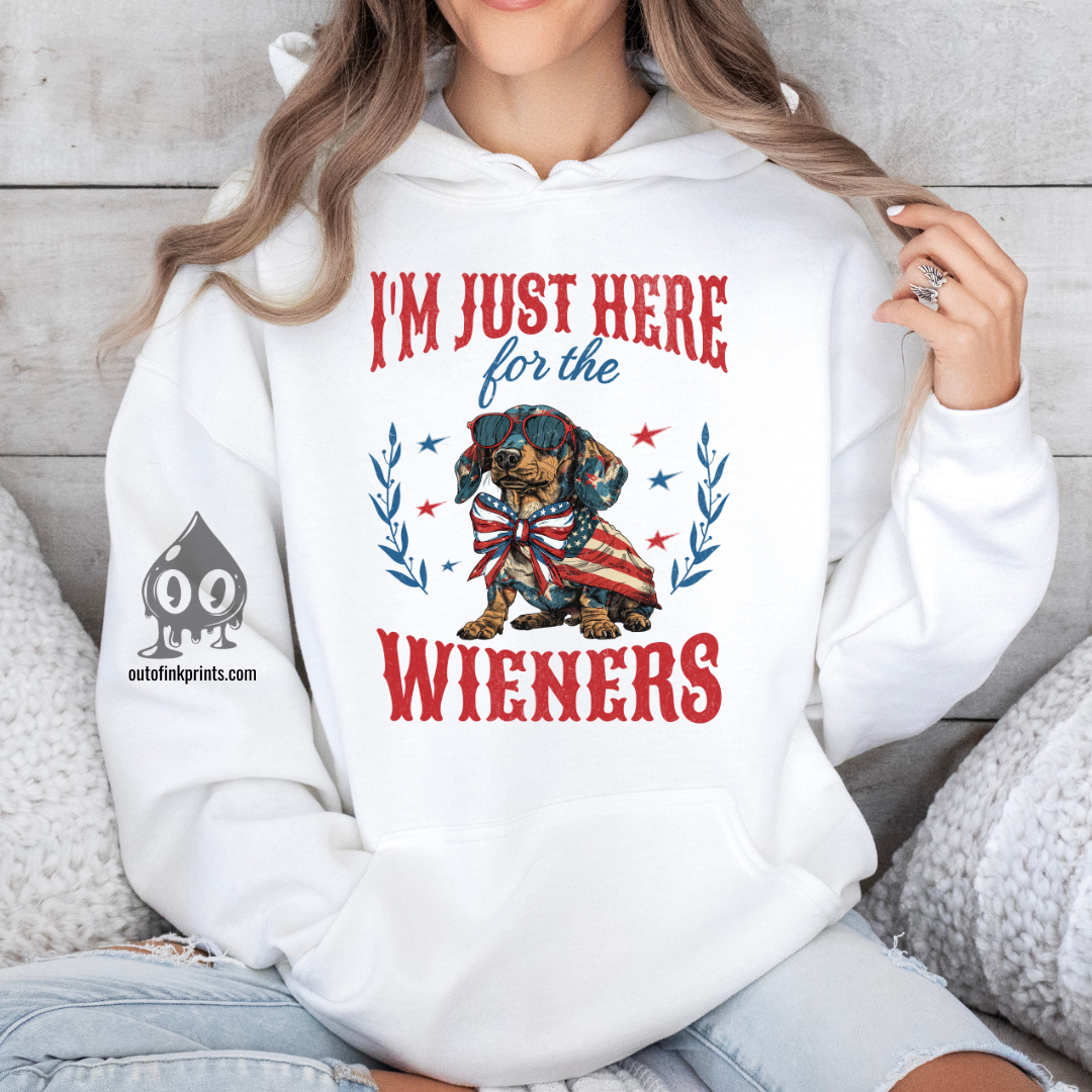 I'm Just Here for the Wiener Dogs Fourth of July Hoodie