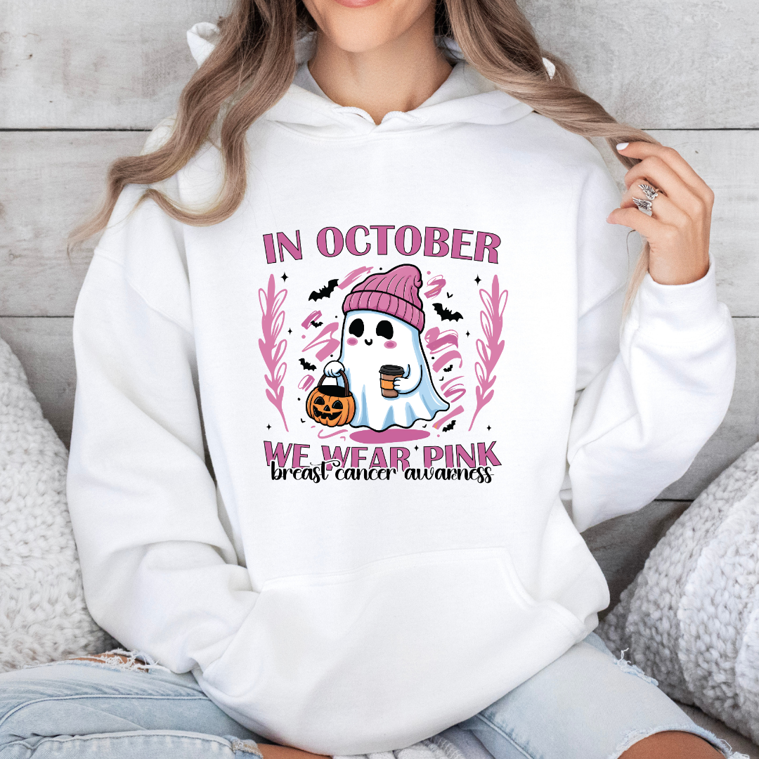 In October We Wear Pink Ghost Beanie Hoodie