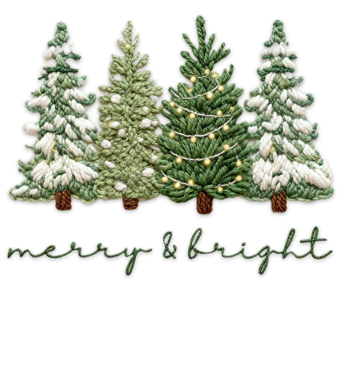 Merry & Bright Christmas Trees Yarn Print T-Shirt