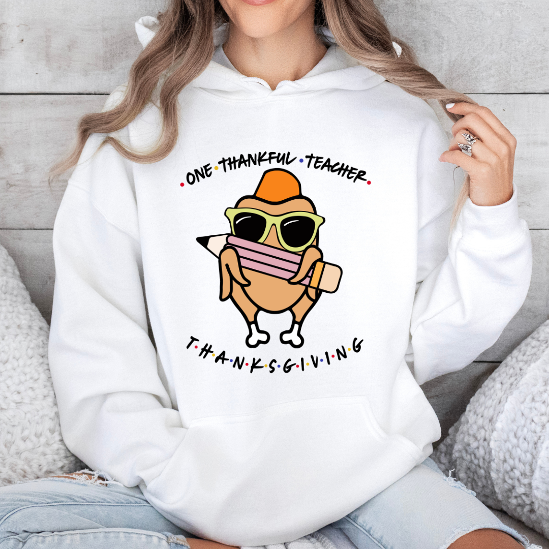 One Thankful Teacher Thanksgiving Turkey Hoodie
