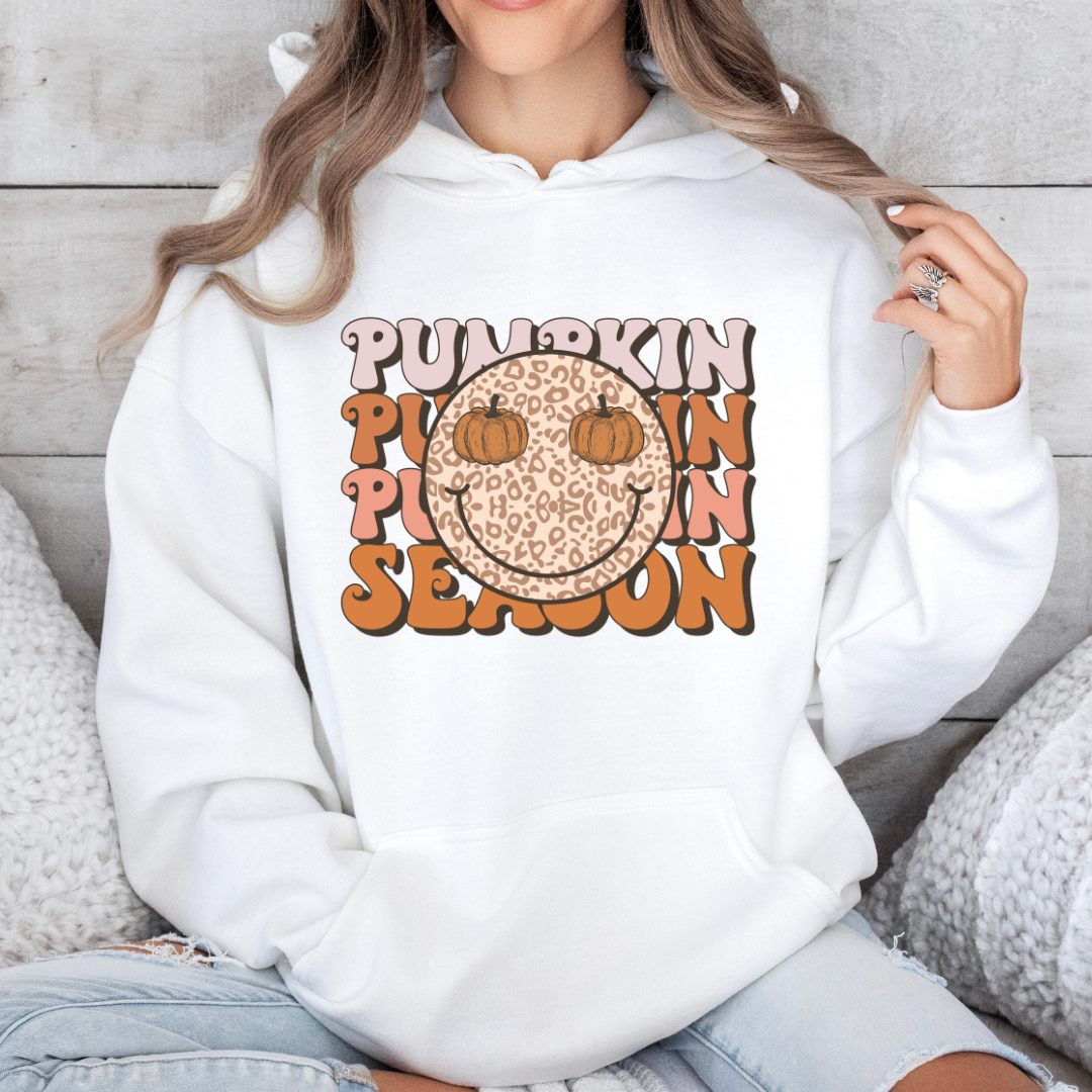 Pumpkin Season Leopard Smiley Face Hoodie