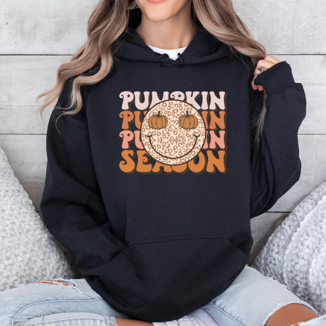 Pumpkin Season Leopard Smiley Face Hoodie