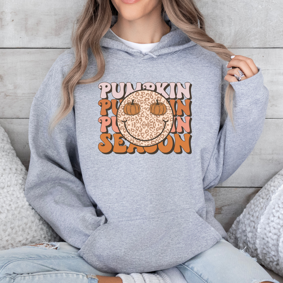 Pumpkin Season Leopard Smiley Face Hoodie
