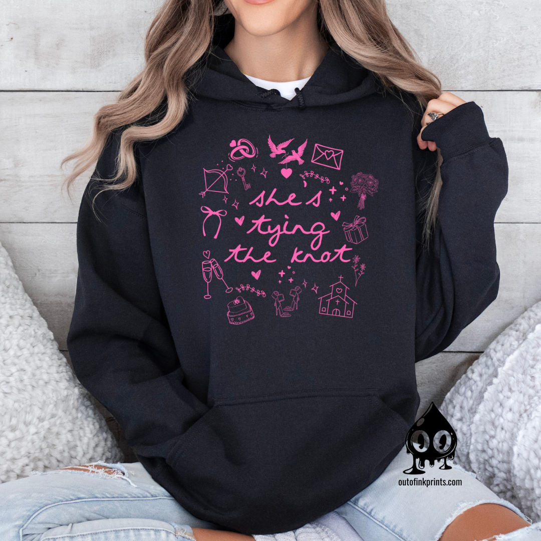 Shes Tying the Knot Pink Text Hoodie