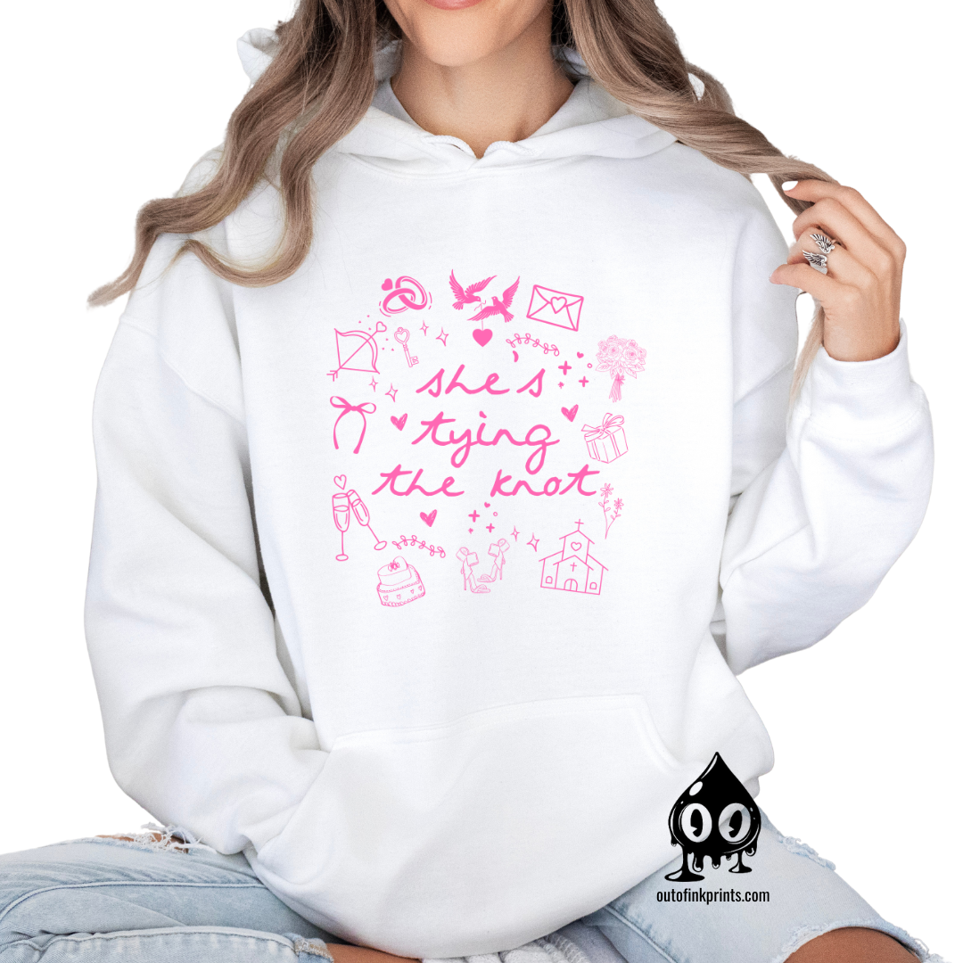 Shes Tying the Knot Pink Text Hoodie