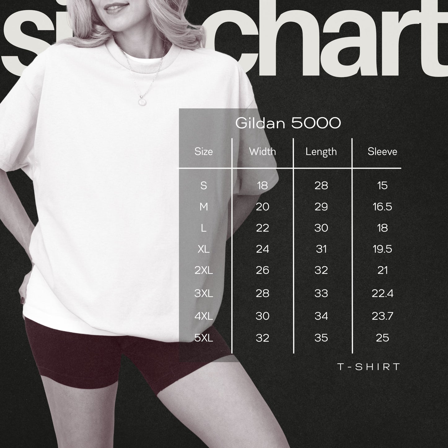 Size Chart for T-Shirt