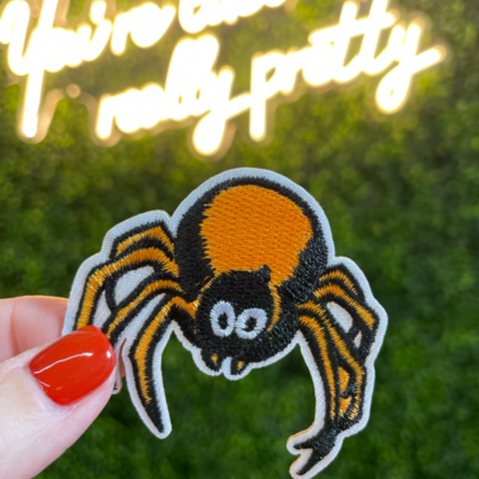 Orange and Black Spider Embroidered Patch