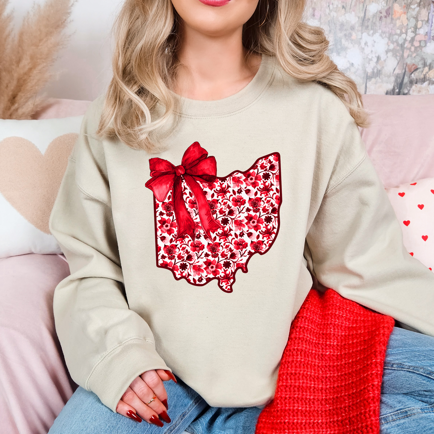 Buckeye State Bloom Bow Sweatshirt