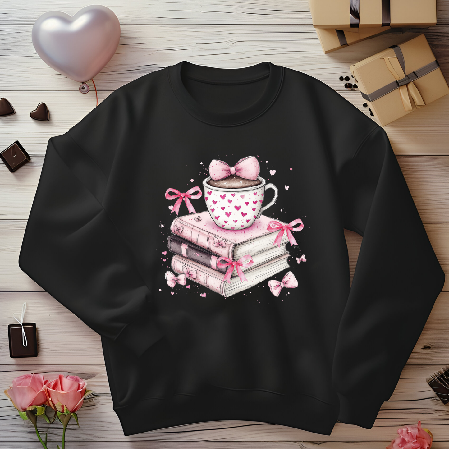 Sweet Reads & Coffee Valentine Sweatshirt