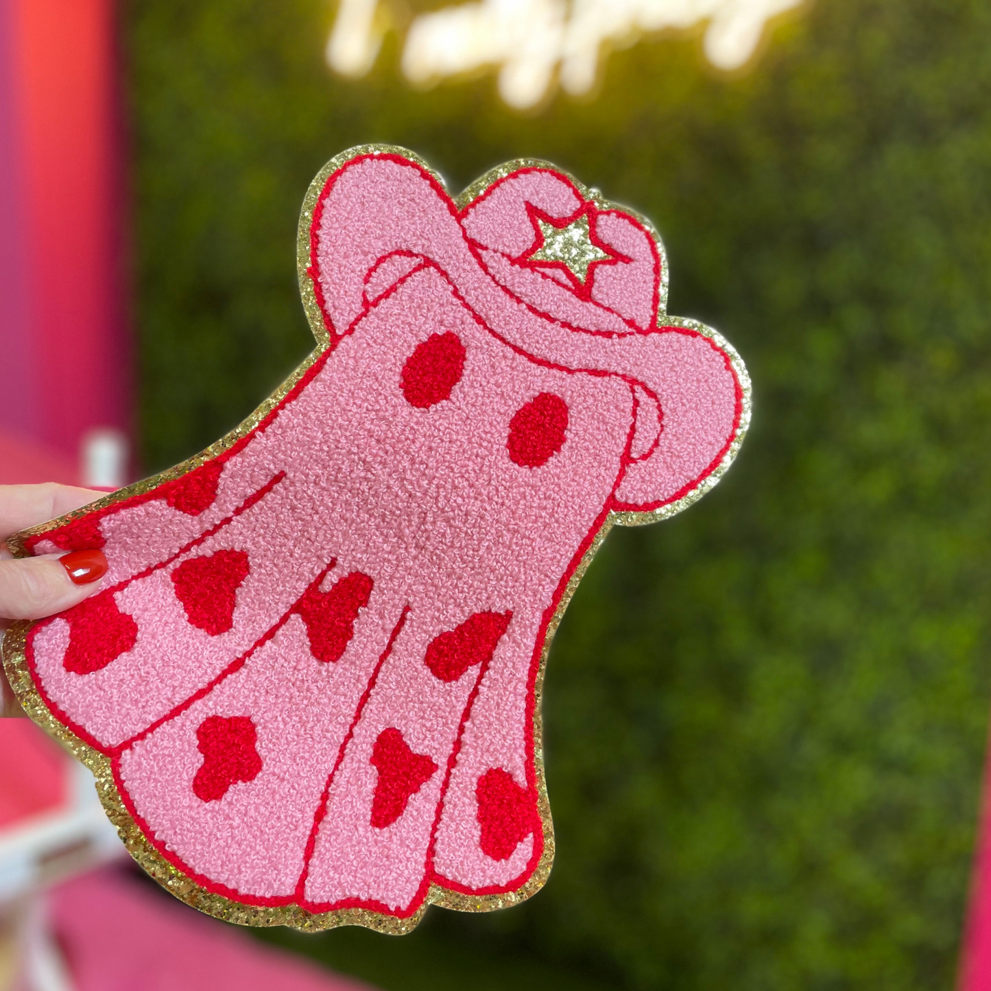 Pink Cowgirl Ghost Chenille Patch