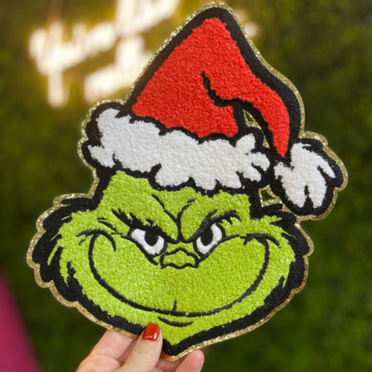 Grinning Santa Face Chenille Patch