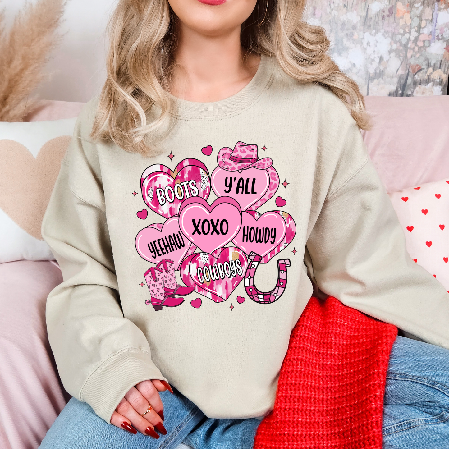 Yeehaw Valentine Western Hearts Sweatshirt