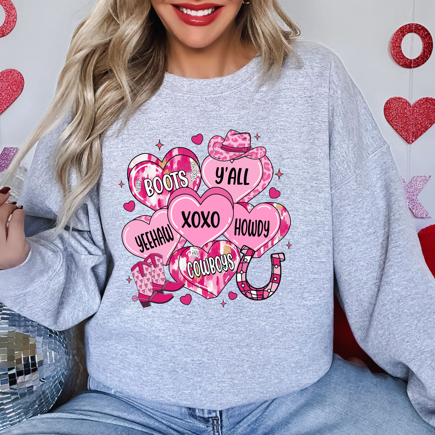 Yeehaw Valentine Western Hearts Sweatshirt