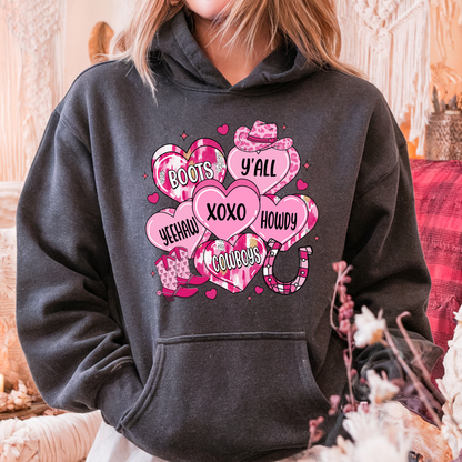 Western Valentine Hearts Hoodie