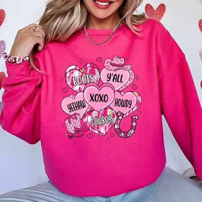 Yeehaw Valentine Western Hearts Sweatshirt