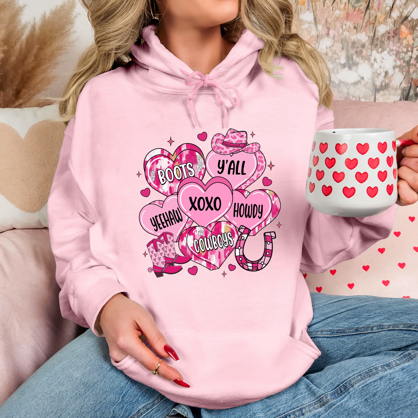 Western Valentine Hearts Hoodie