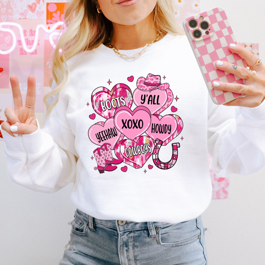 Yeehaw Valentine Western Hearts Sweatshirt