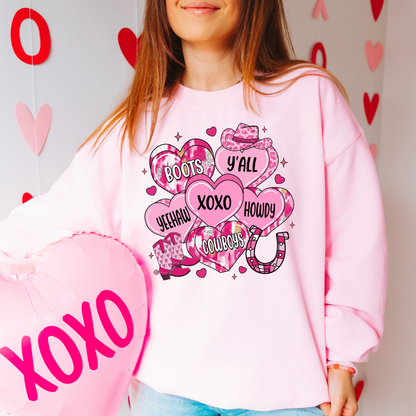 Yeehaw Valentine Western Hearts Sweatshirt