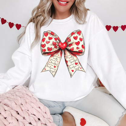 Hearts & Affirmations Bow Valentine Sweatshirt