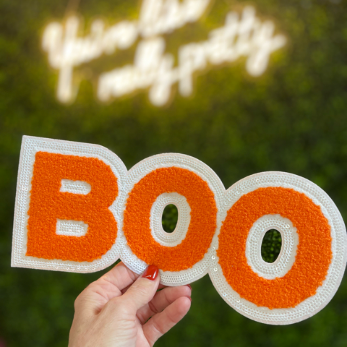 Boo Sequins Chenille Patch