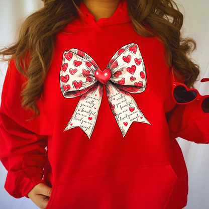 Valentine Heart Bow Hoodie