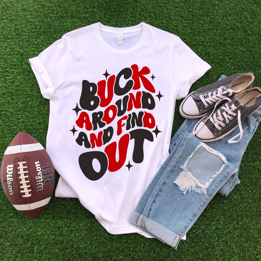 Ohio State "Buck Around and Find Out" Groovy Retro T-Shirt