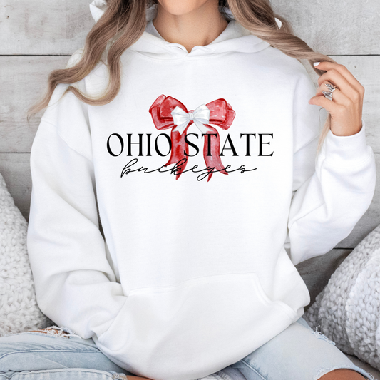 Ohio State Coquette Red Bow Hoodie