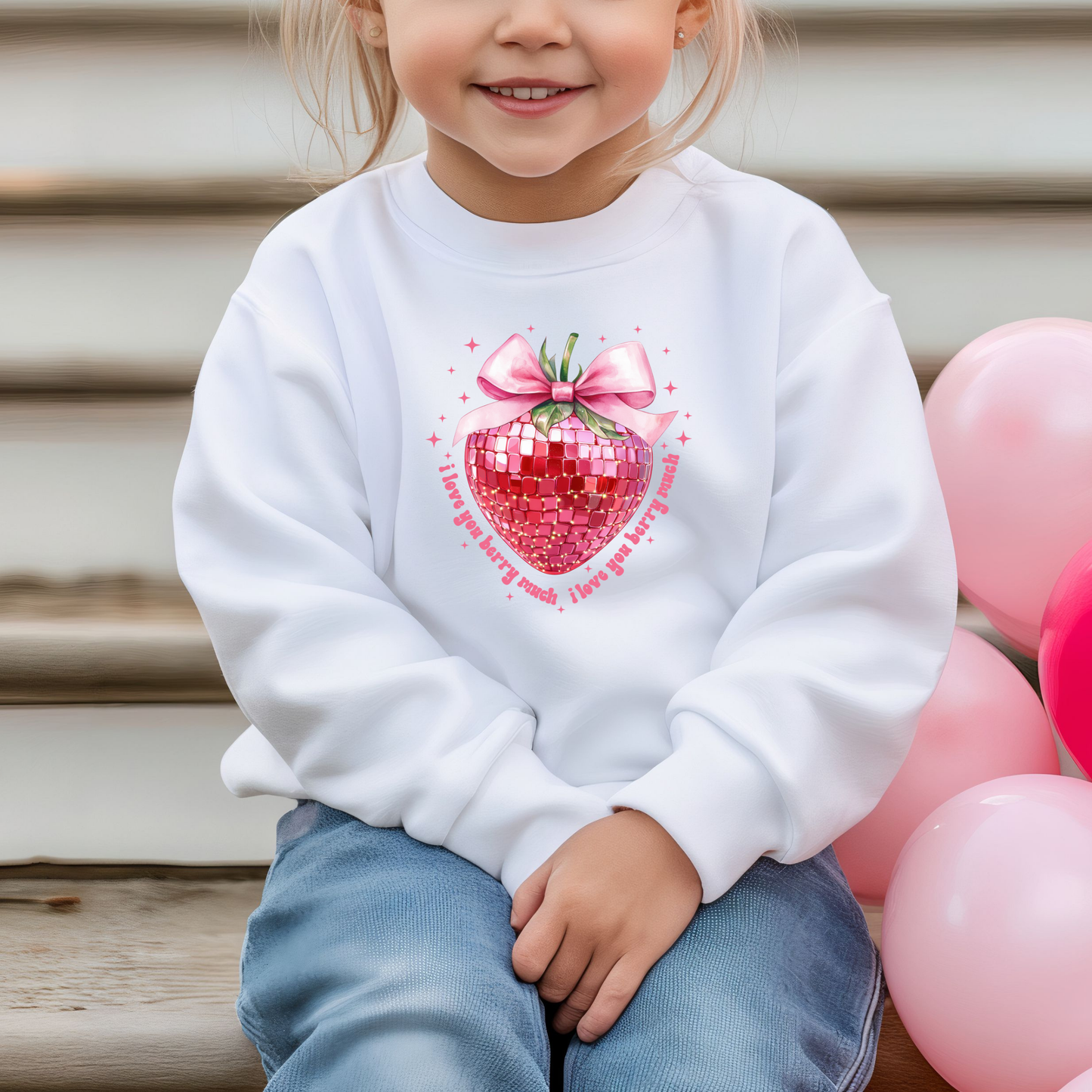 I Love You Berry Much Sparkling Strawberry Sweatshirt