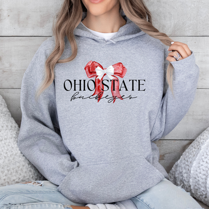 Ohio State Coquette Red Bow Hoodie