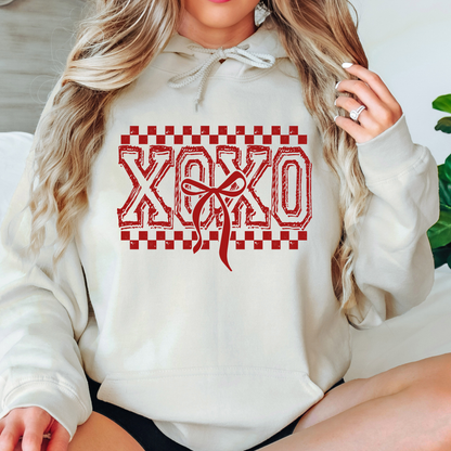 XOXO Checkered Bow Hoodie