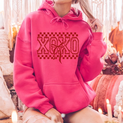 XOXO Checkered Bow Hoodie