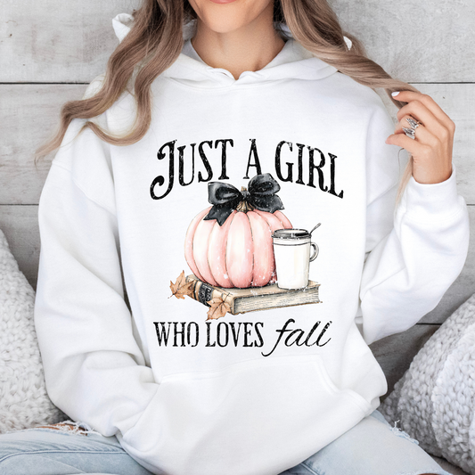 Just a Girl Who Loves Fall  – Cozy & Charming Autumn Style Hoodie