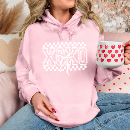 XOXO Checkered Bow Hoodie