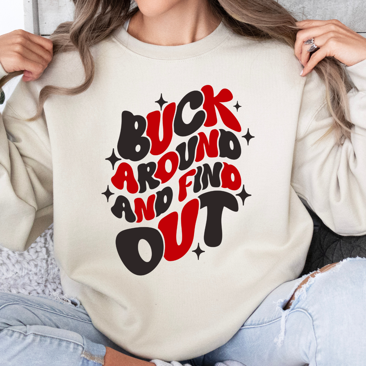 Ohio State "Buck Around and Find Out" Groovy Retro Sweatshirt