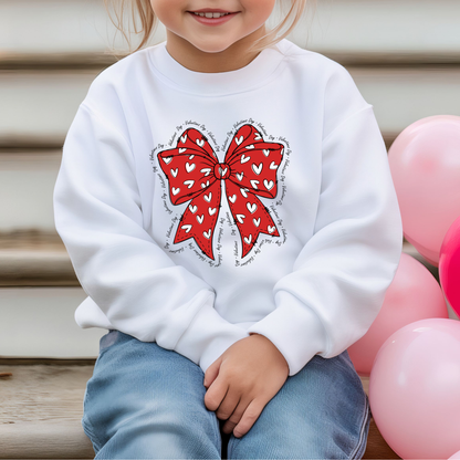 Valentine's Bow Kids Heart Sweatshirt