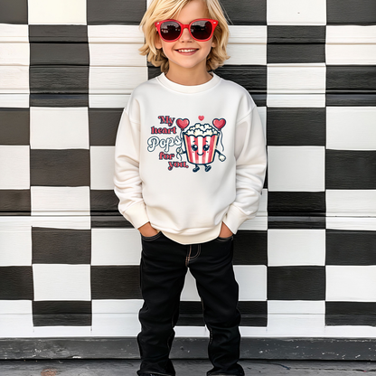 My Heart Pops for You Kids Valentine's Day Sweatshirt