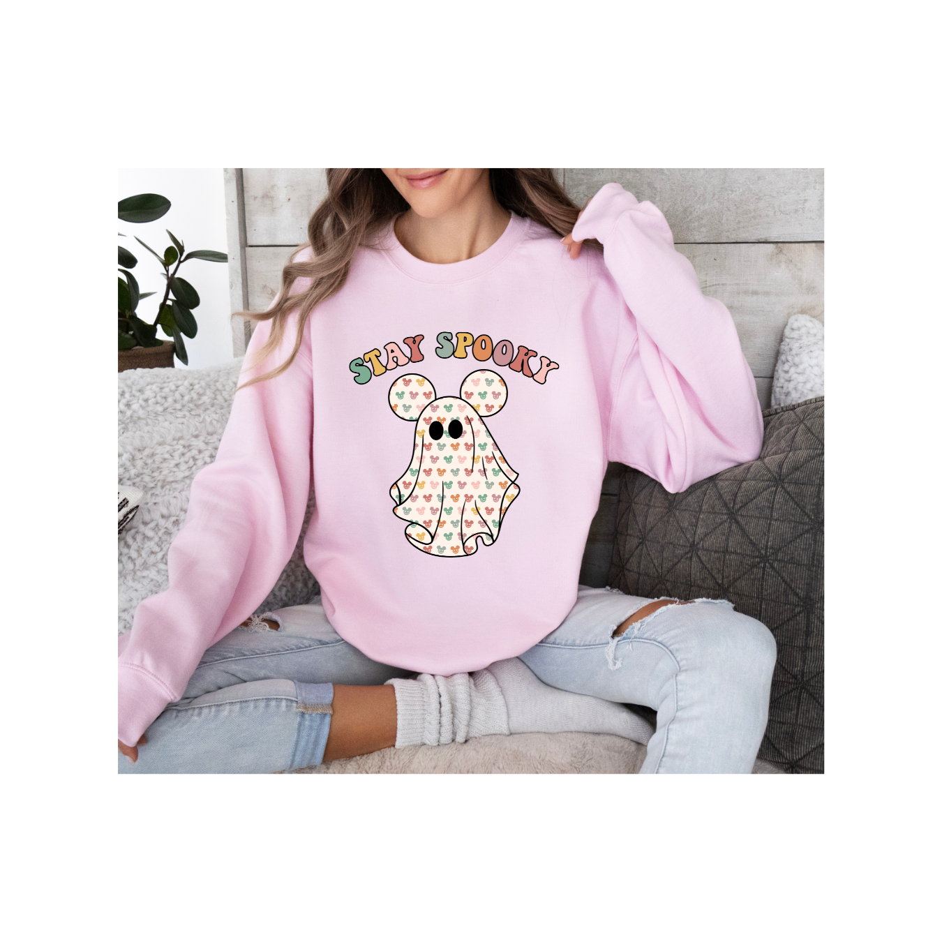 Stay Spooky Pink Ghost – Cute & Cozy Halloween Vibes Sweatshirt